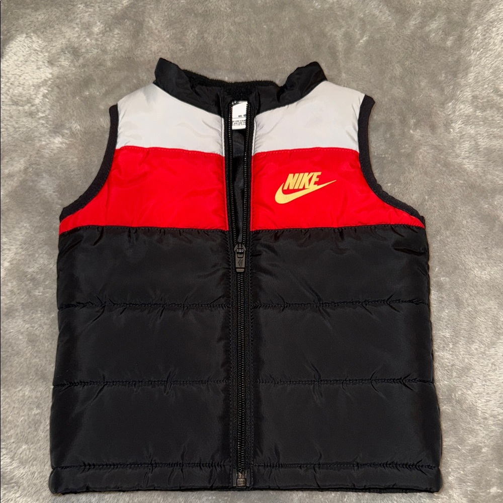 Nike Toddler Black and Red Puffer Vest